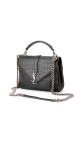 Saint Laurent College Medium Black Croc Embossed Leather