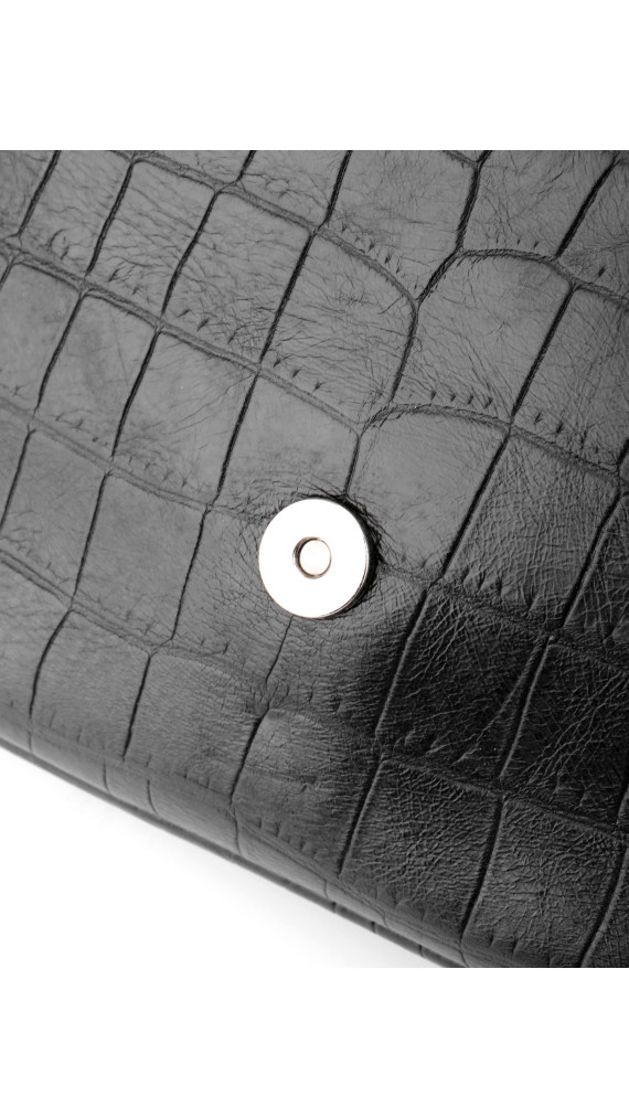 Saint Laurent College Medium Black Croc Embossed Leather