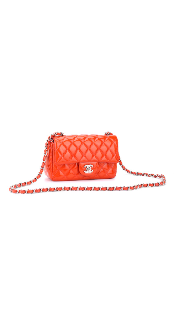 Chanel Classic Mini Single Flap Bag Orange Patent Leather