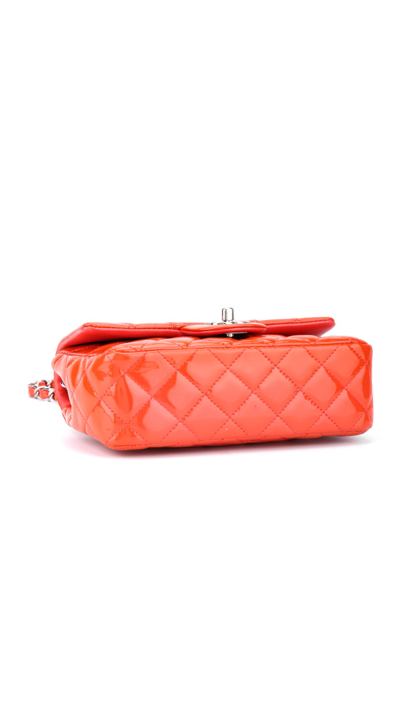 Chanel Classic Mini Single Flap Bag Orange Patent Leather