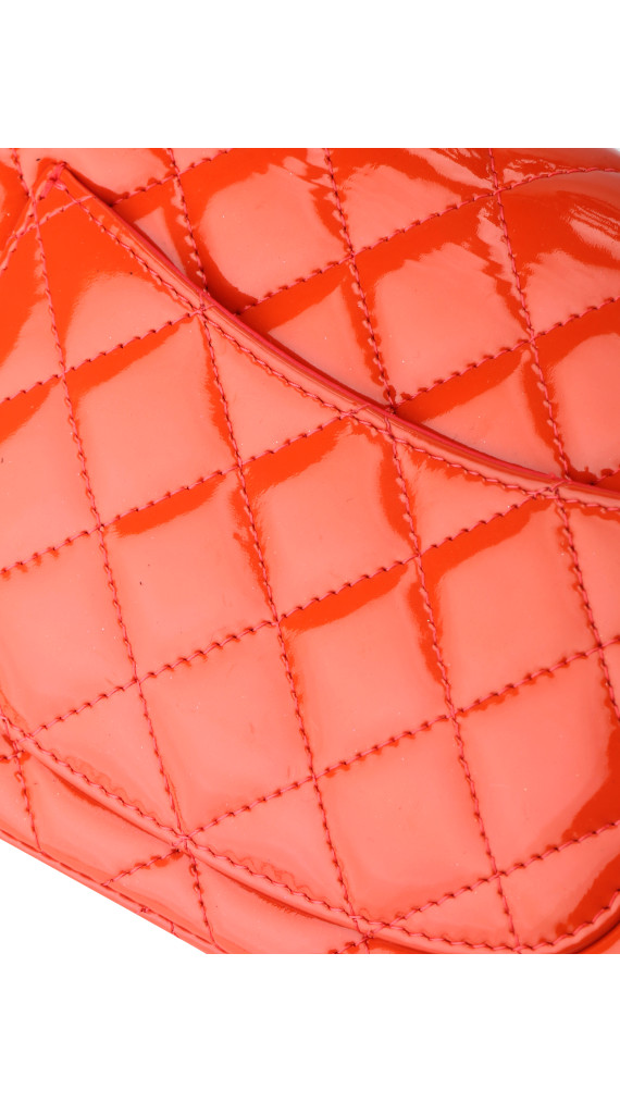 Chanel Classic Mini Single Flap Bag Orange Patent Leather