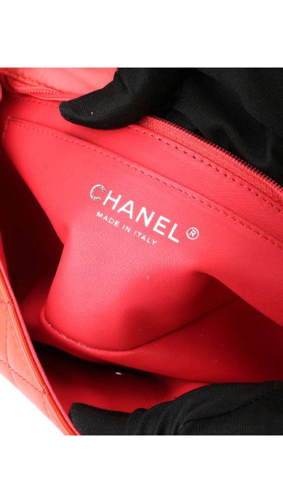 Chanel Classic Mini Single Flap Bag Orange Patent Leather