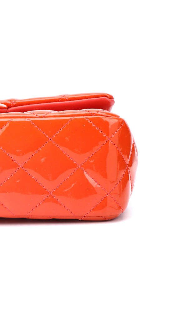 Chanel Classic Mini Single Flap Bag Orange Patent Leather