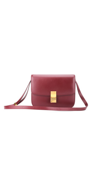 Céline Box Bag Medium Burgundy Calfskin