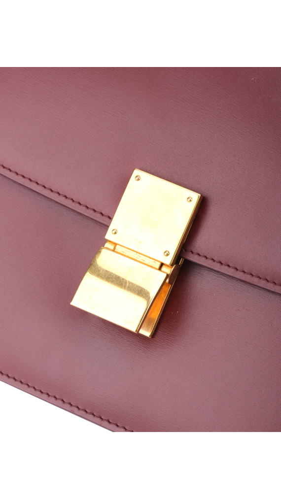 Céline Box Bag Medium Burgundy Calfskin