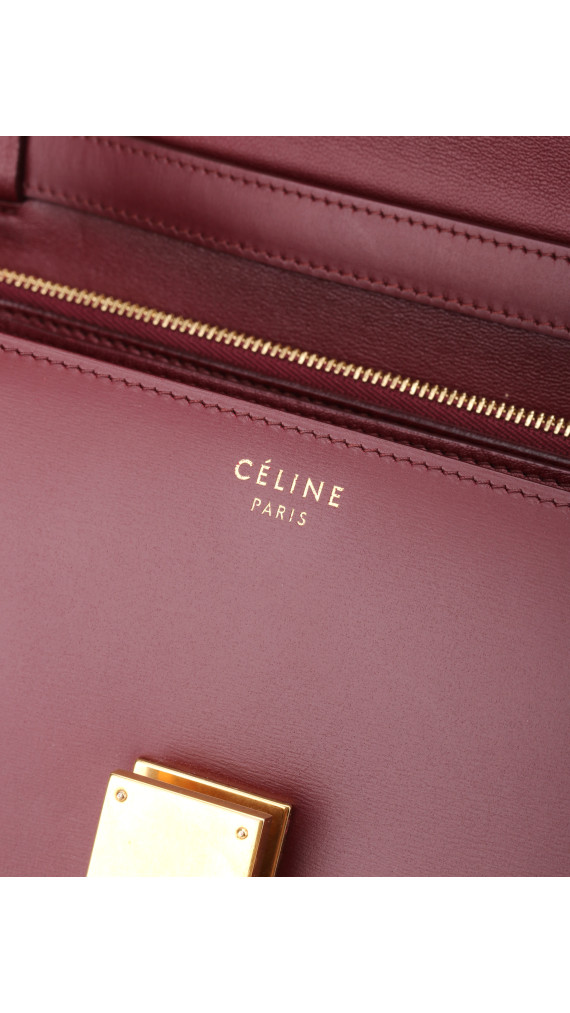 Céline Box Bag Medium Burgundy Calfskin
