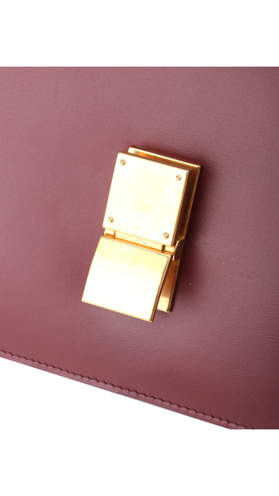 Céline Box Bag Medium Burgundy Calfskin