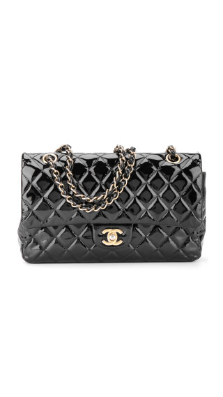 Chanel Classic Double Flap Medium Black Patent Leather