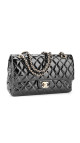 Chanel Classic Double Flap Medium Black Patent Leather