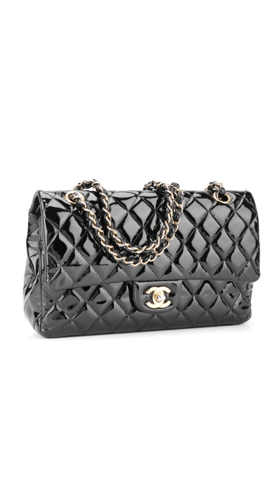 Chanel Classic Double Flap Medium Black Patent Leather