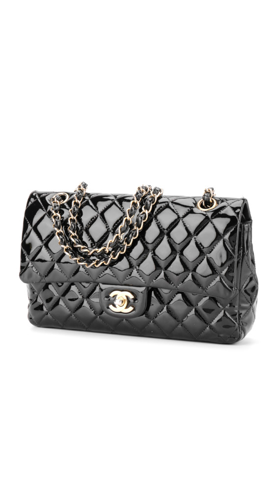 Chanel Classic Double Flap Medium Black Patent Leather