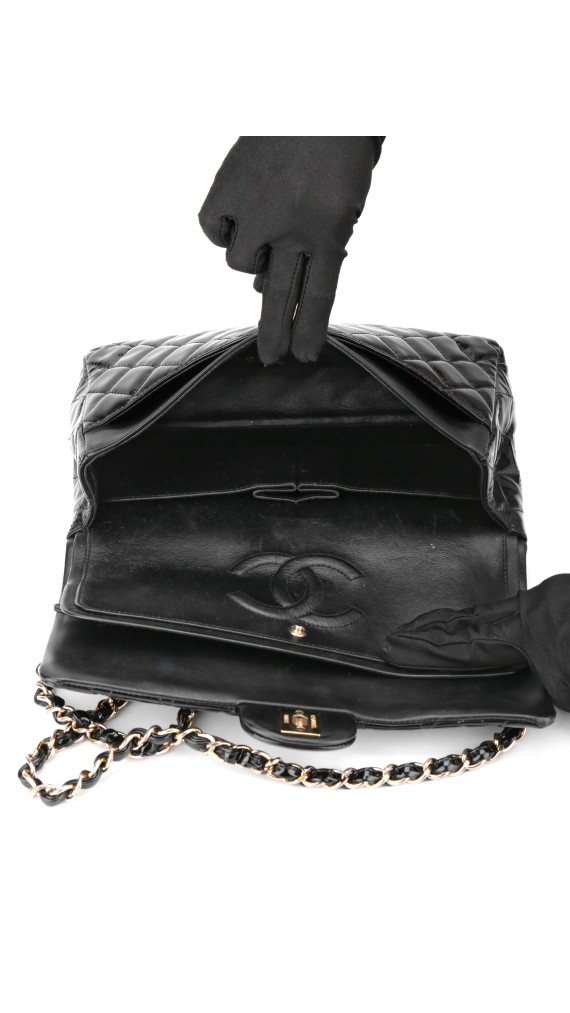 Chanel Classic Double Flap Medium Black Patent Leather
