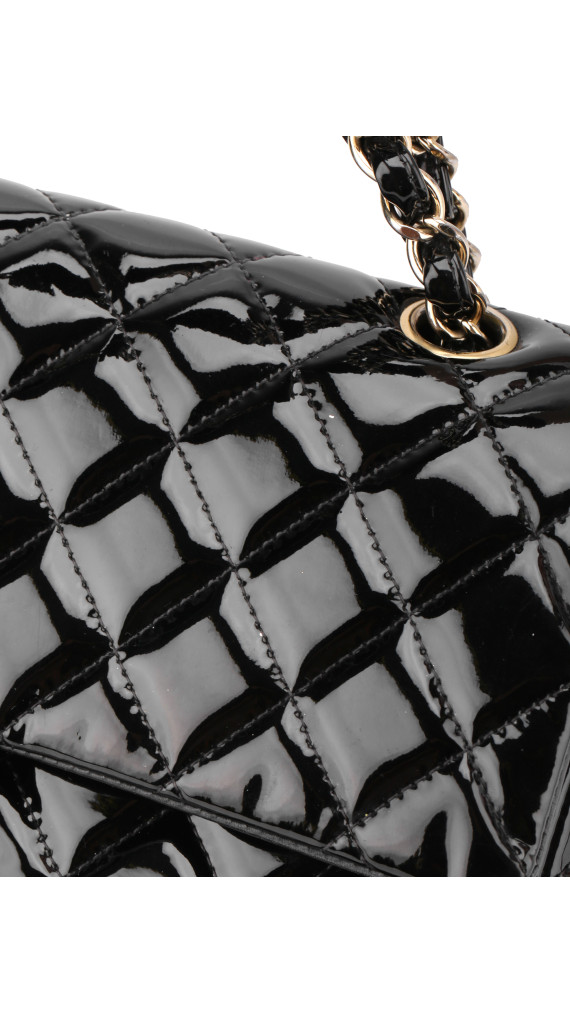 Chanel Classic Double Flap Medium Black Patent Leather
