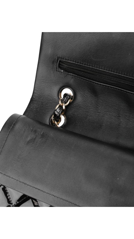 Chanel Classic Double Flap Medium Black Patent Leather
