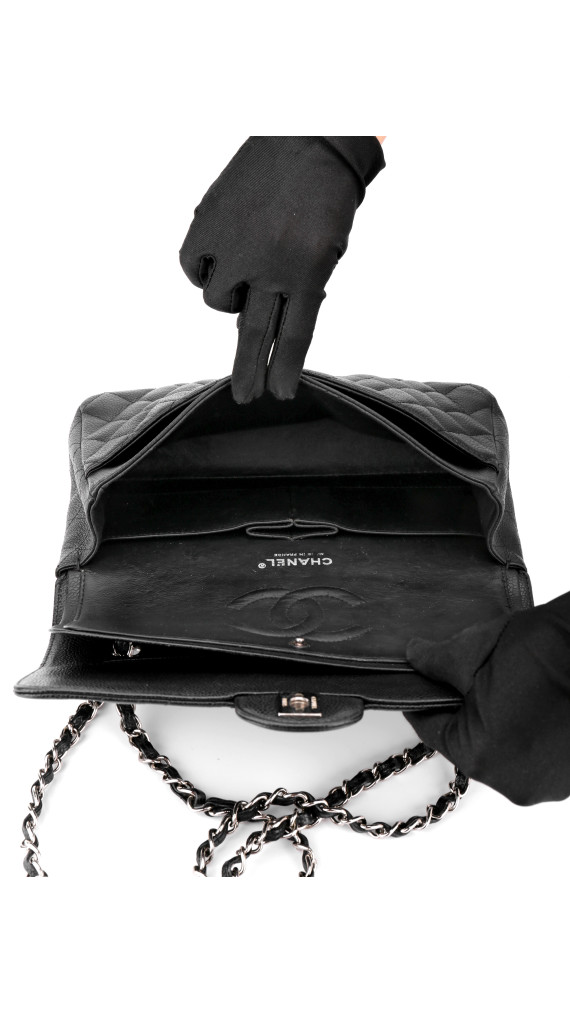 Chanel Classic Double Flap Medium Black Caviar with Silver Hardware
