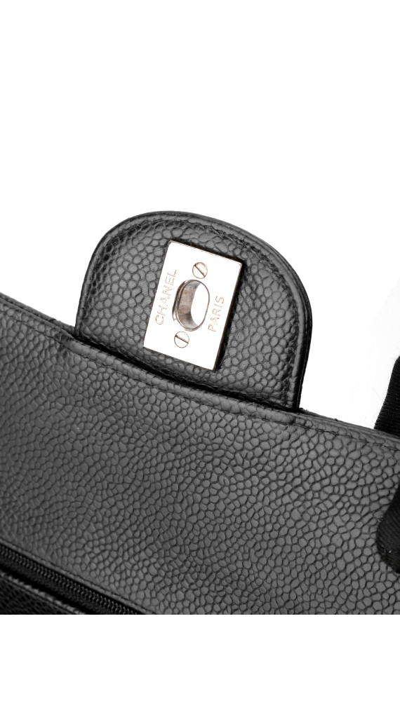 Chanel Classic Double Flap Medium Black Caviar with Silver Hardware