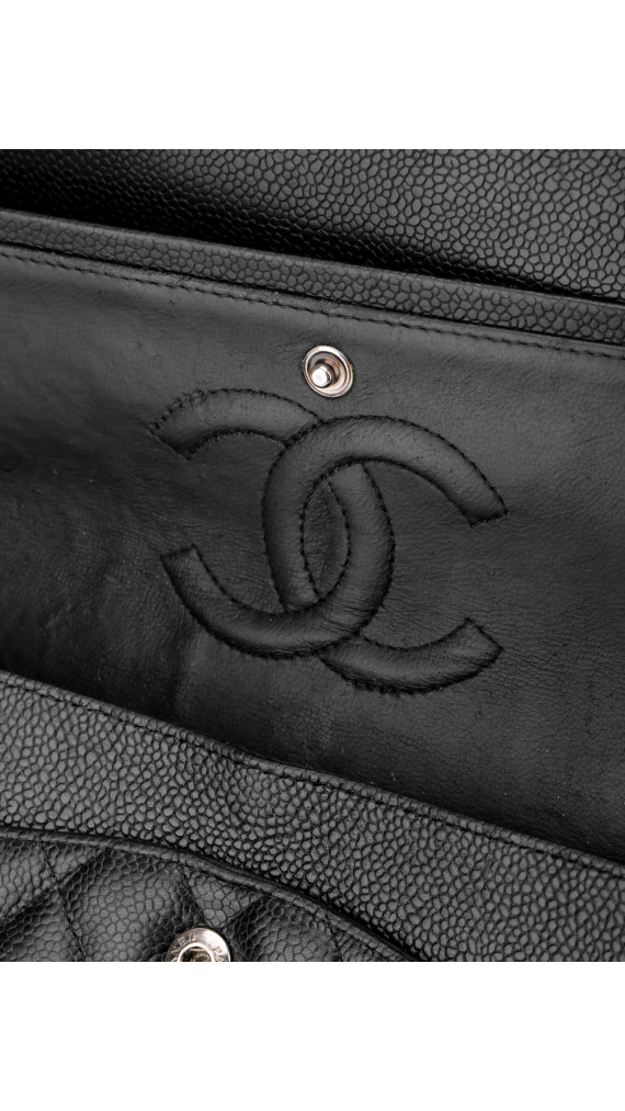 Chanel Classic Double Flap Medium Black Caviar with Silver Hardware