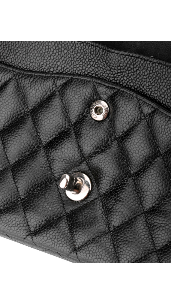 Chanel Classic Double Flap Medium Black Caviar with Silver Hardware