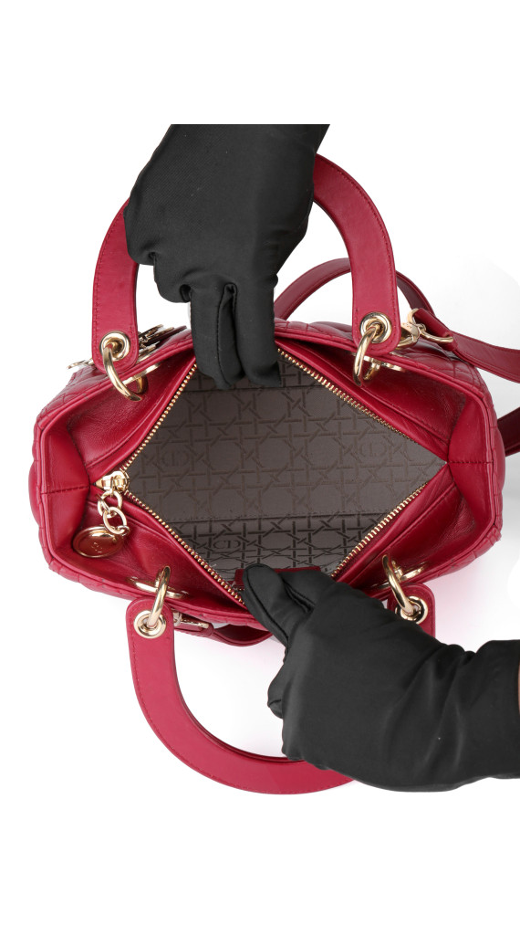 Christian Dior Lady Dior Medium Red Cannage Lambskin
