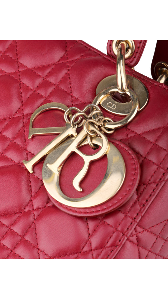 Christian Dior Lady Dior Medium Red Cannage Lambskin