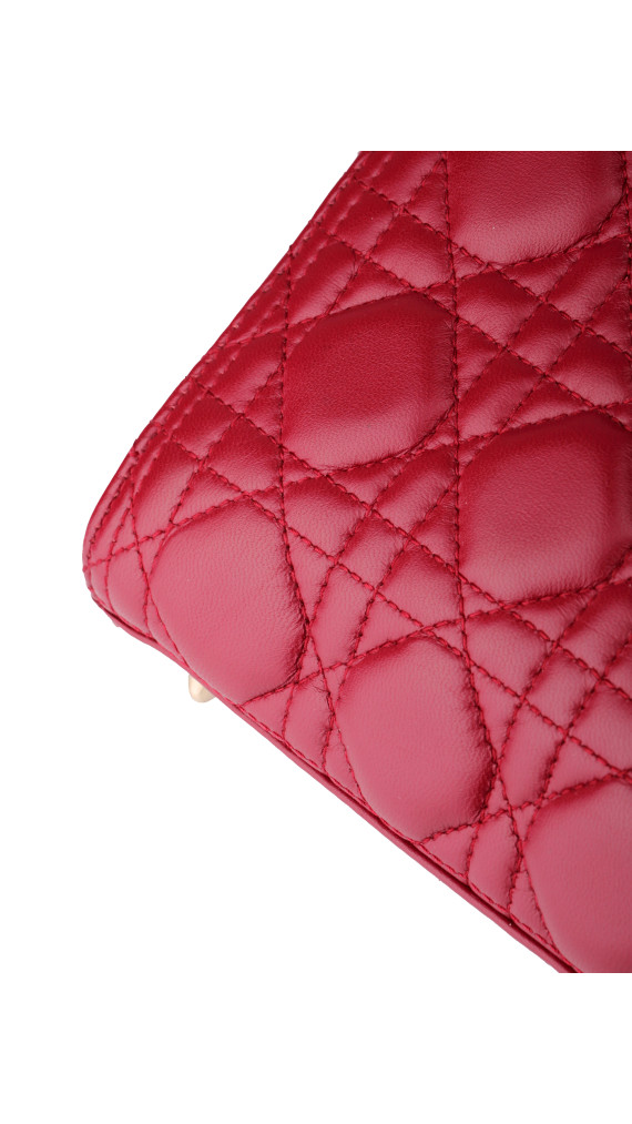 Christian Dior Lady Dior Medium Red Cannage Lambskin