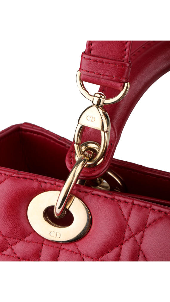 Christian Dior Lady Dior Medium Red Cannage Lambskin