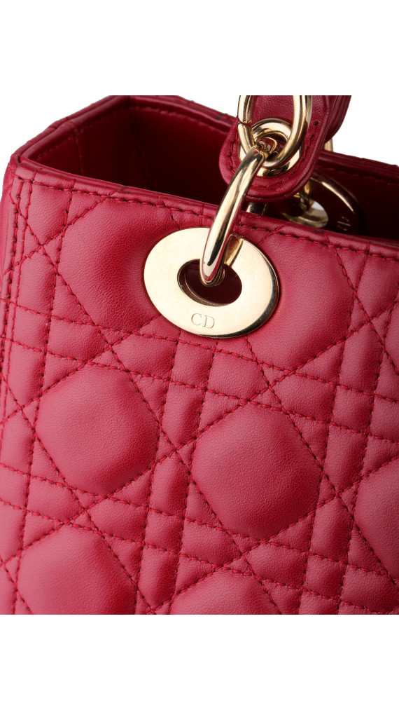 Christian Dior Lady Dior Medium Red Cannage Lambskin