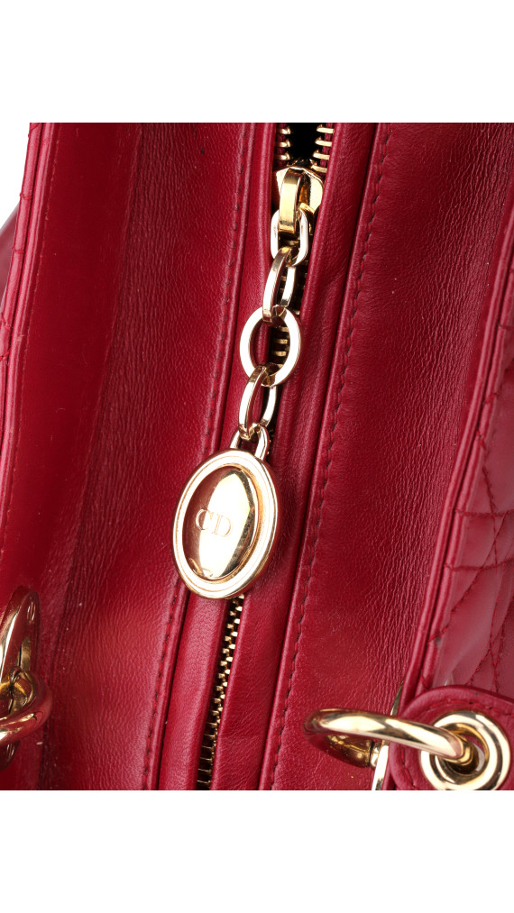 Christian Dior Lady Dior Medium Red Cannage Lambskin
