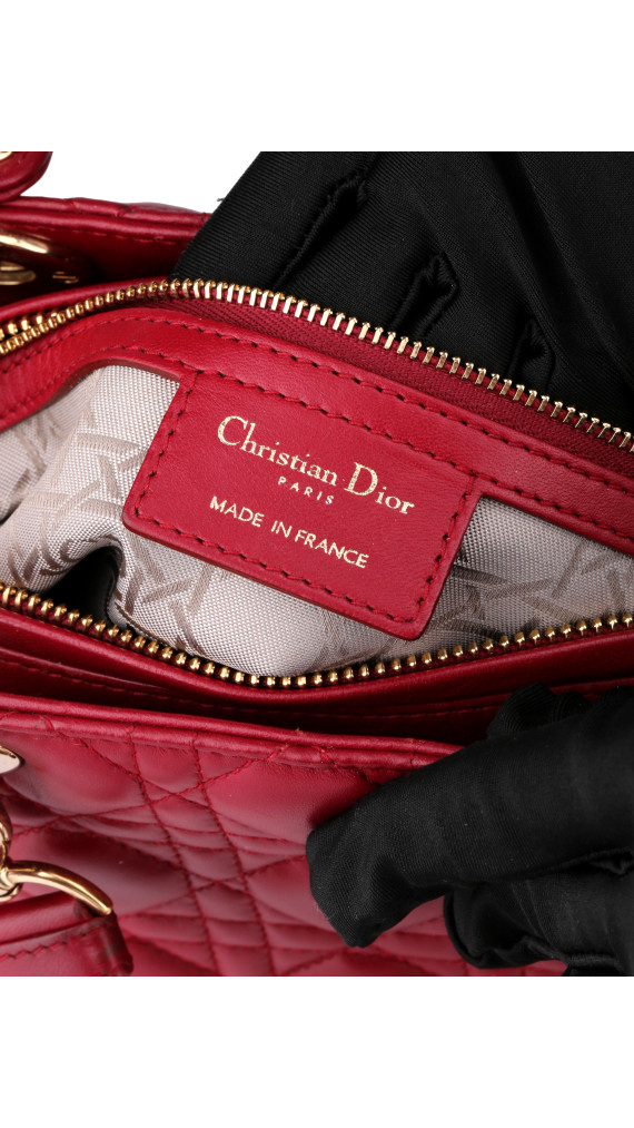 Christian Dior Lady Dior Medium Red Cannage Lambskin