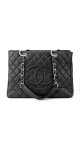 Chanel Shopping Tote i svart quiltet caviar-skinn med sølvfarget hardware