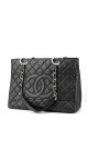Chanel Shopping Tote i svart quiltet caviar-skinn med sølvfarget hardware