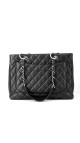 Chanel Shopping Tote i svart quiltet caviar-skinn med sølvfarget hardware
