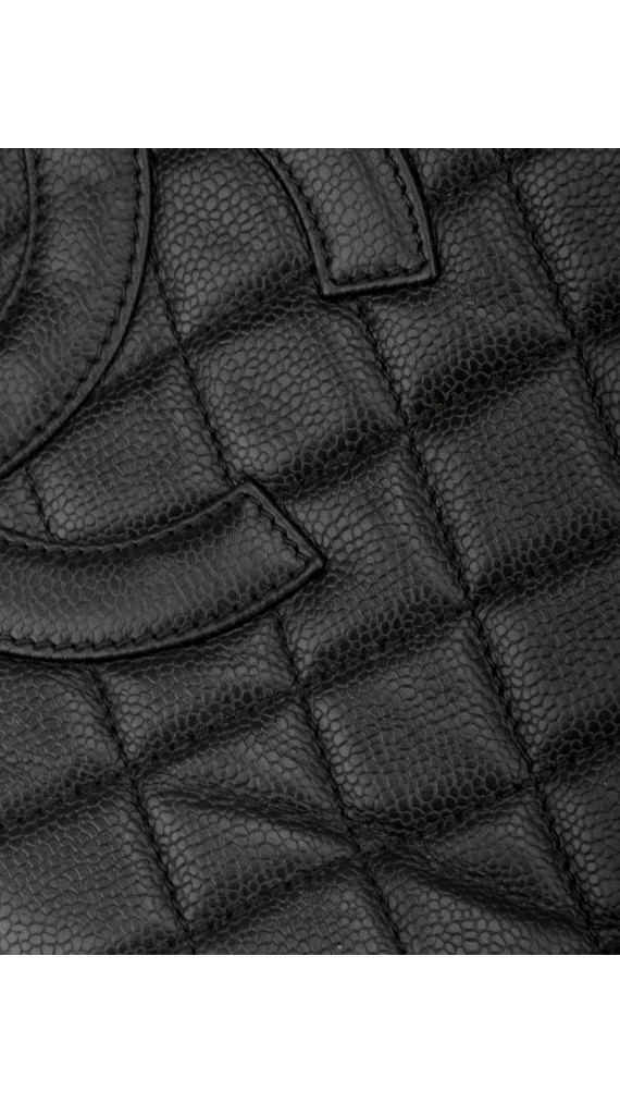 Chanel Shopping Tote i svart quiltet caviar-skinn med sølvfarget hardware