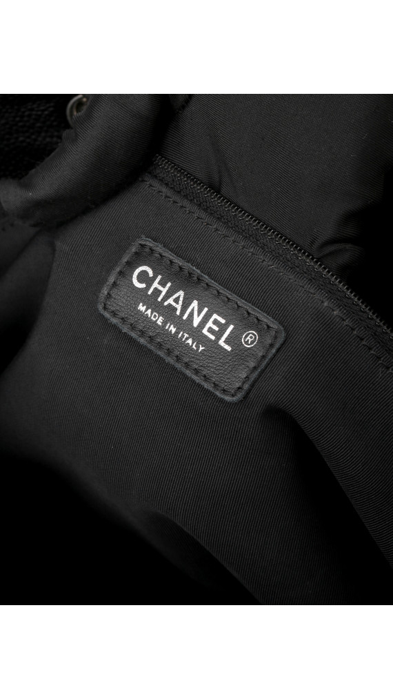 Chanel Shopping Tote i svart quiltet caviar-skinn med sølvfarget hardware