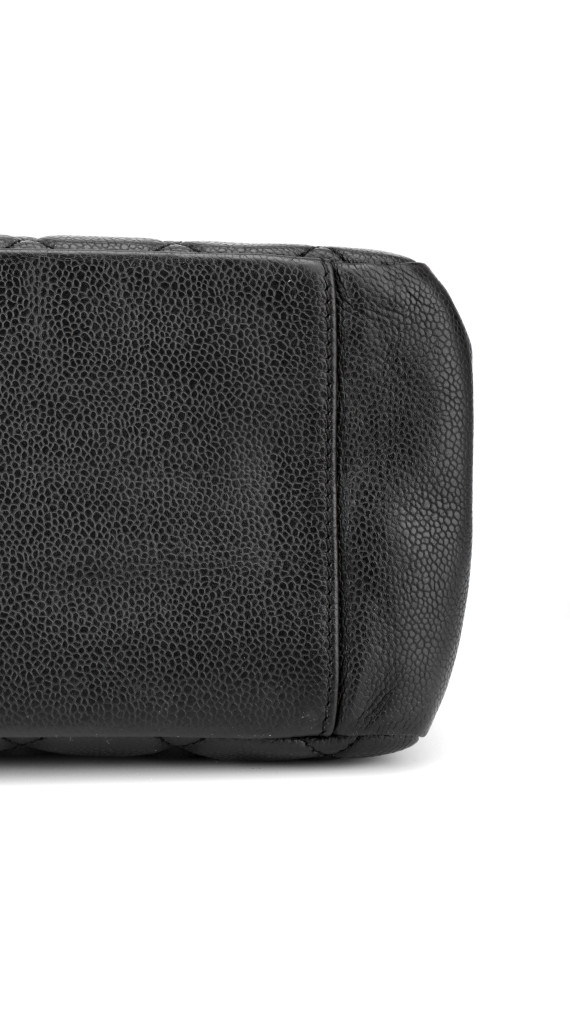 Chanel Shopping Tote i svart quiltet caviar-skinn med sølvfarget hardware