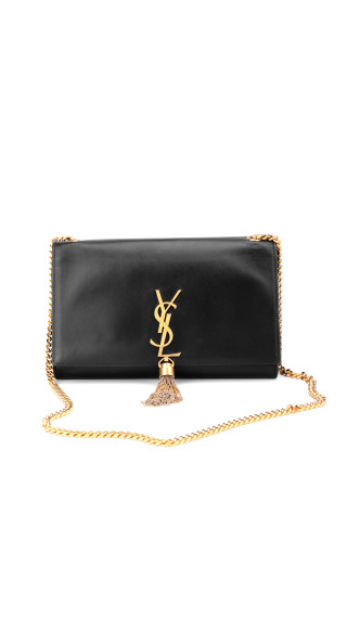 Saint Laurent Kate Tassel Chain Bag Black Leather
