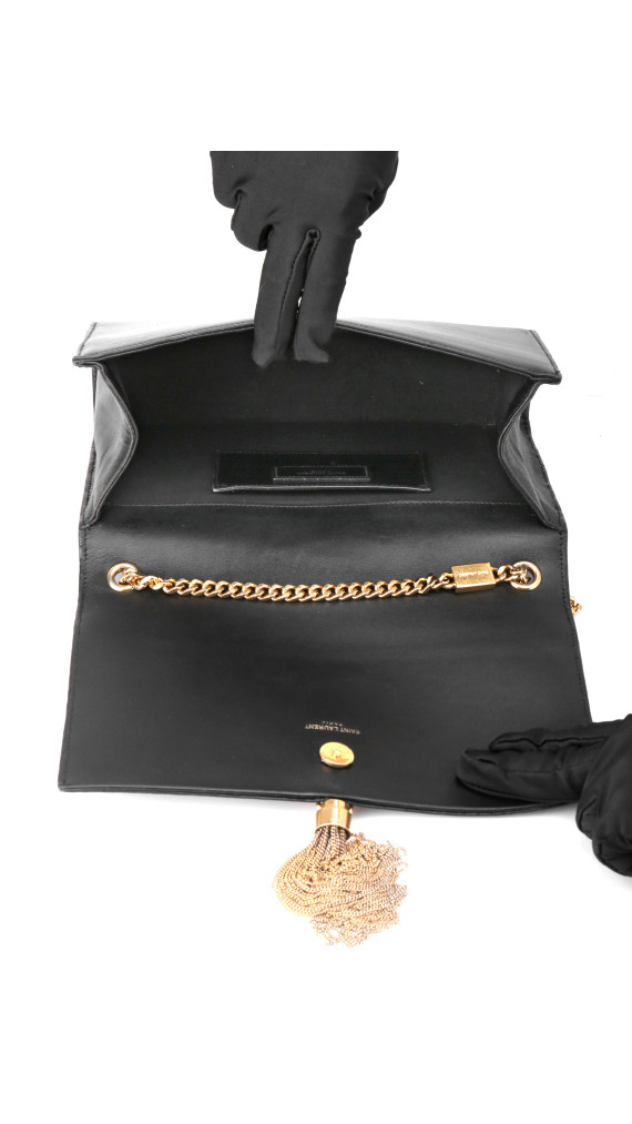Saint Laurent Kate Tassel Chain Bag Black Leather