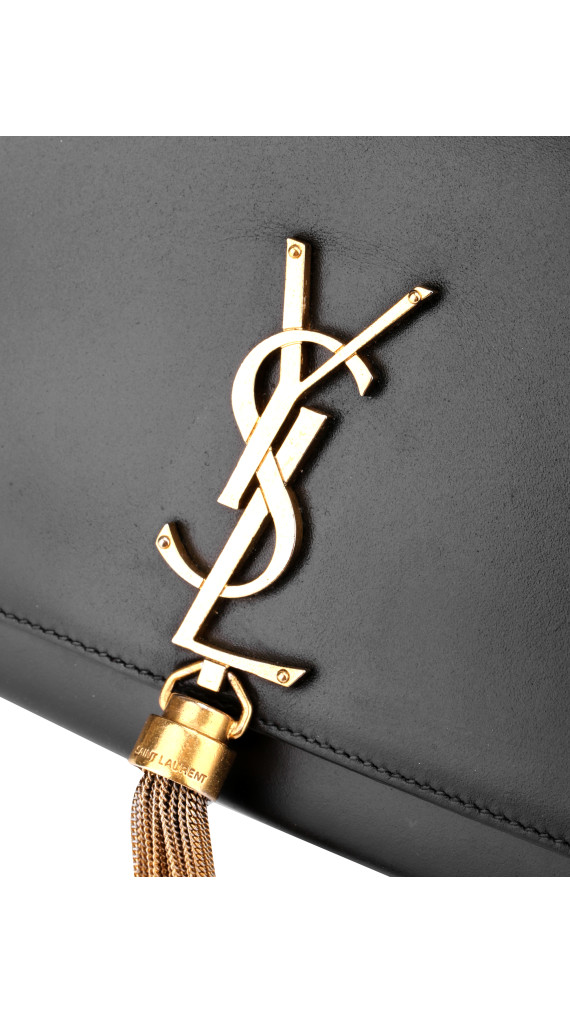 Saint Laurent Kate Tassel Chain Bag Black Leather