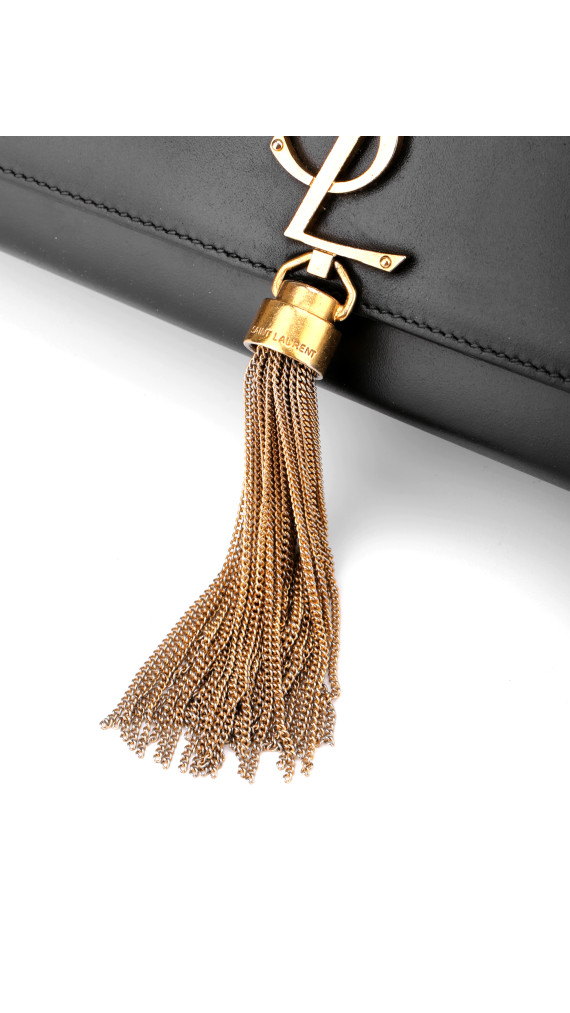Saint Laurent Kate Tassel Chain Bag Black Leather