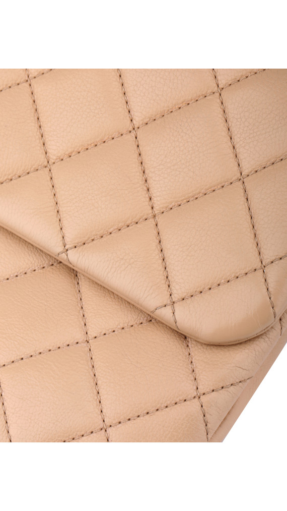 Chanel Single Flap Bag i Beige Calfskinn