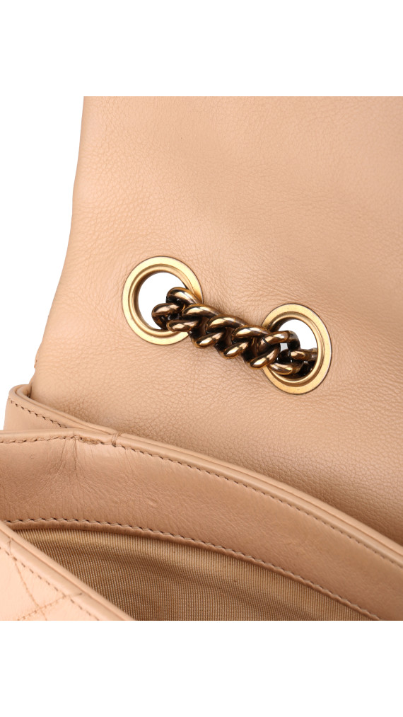 Chanel Single Flap Bag i Beige Calfskinn