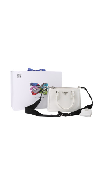Prada Galleria Small Shoulder Bag - White Patent Leather