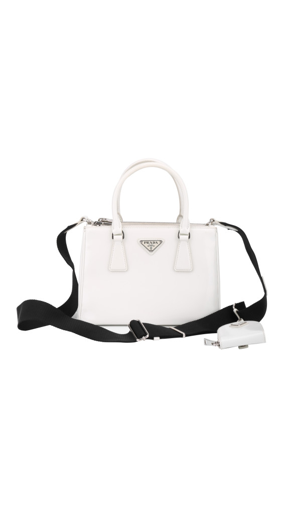 Prada Galleria Small Shoulder Bag - White Patent Leather