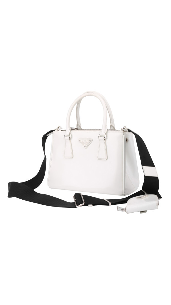 Prada Galleria Small Shoulder Bag - White Patent Leather