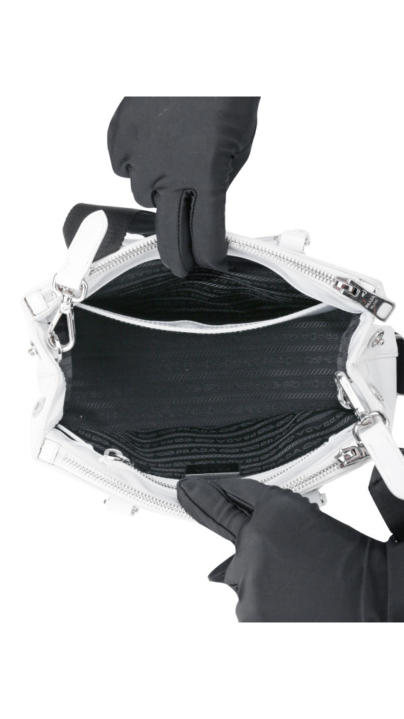 Prada Galleria Small Shoulder Bag - White Patent Leather