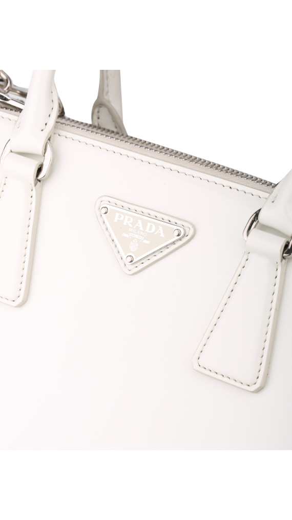 Prada Galleria Small Shoulder Bag - White Patent Leather