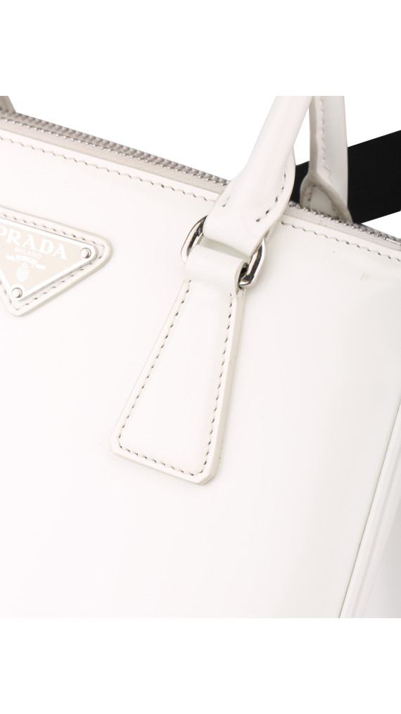 Prada Galleria Small Shoulder Bag - White Patent Leather