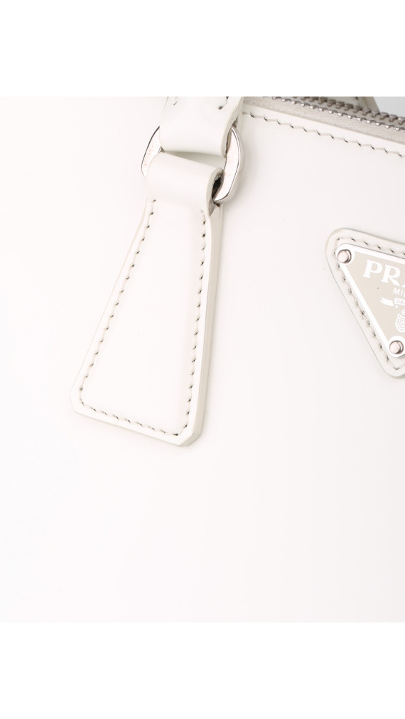 Prada Galleria Small Shoulder Bag - White Patent Leather