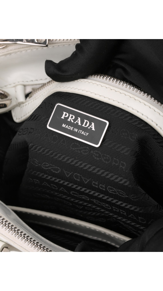 Prada Galleria Small Shoulder Bag - White Patent Leather