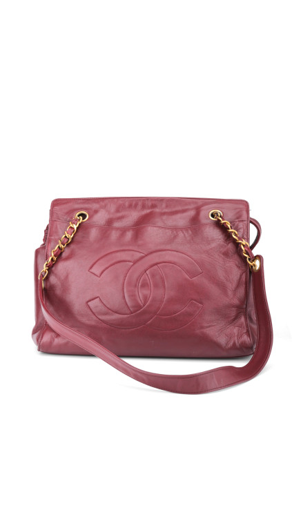 Chanel CC Logo Shoulder Bag Burgundy i Lambskin